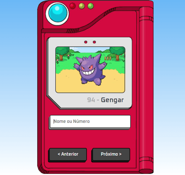 Pokédex com o Gengar